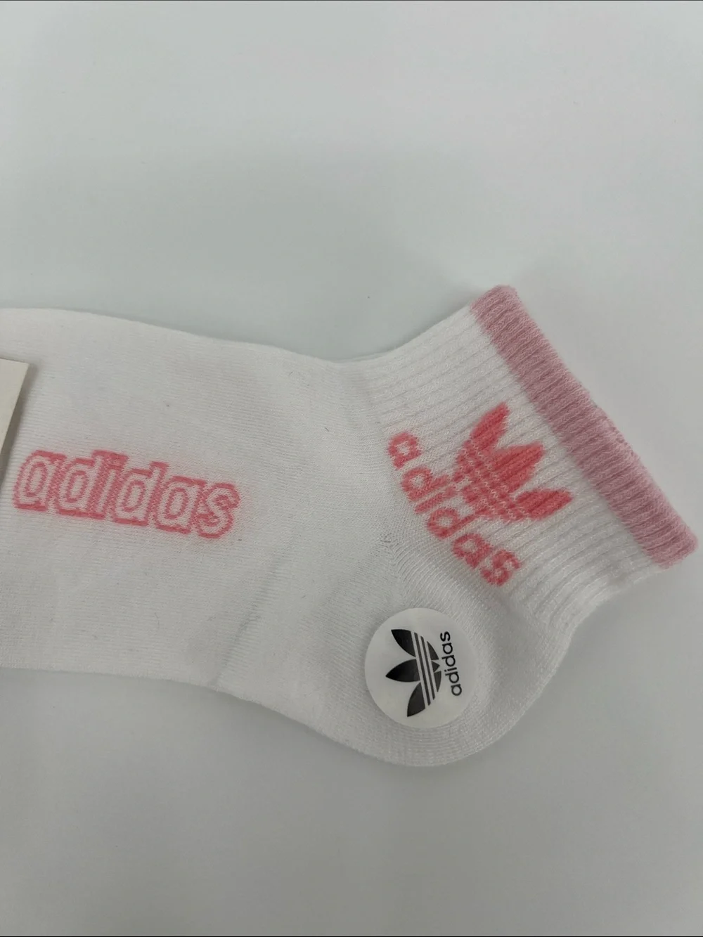 adidas  3-Pack Low Cut Socks in White with Black, Pink & Lavender Accents